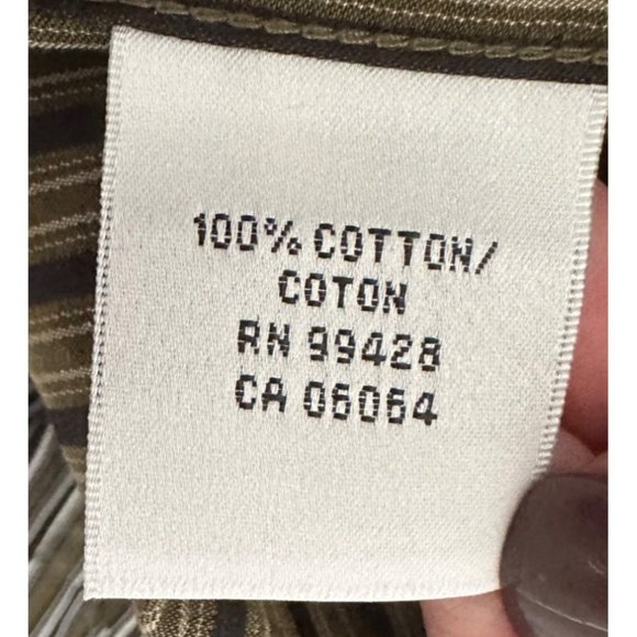 Bugatchi Uomo Men's Dress Shirt Long Sleeves Green Stripe Size XL - Picture 8 of 8